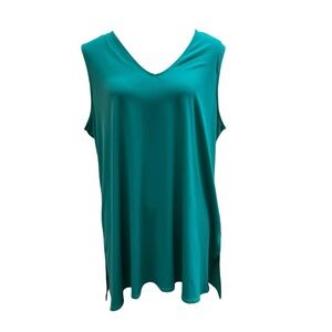 Alfani Women’s XXL Green V-neck loose fitting flowy tank top polyester spandex
